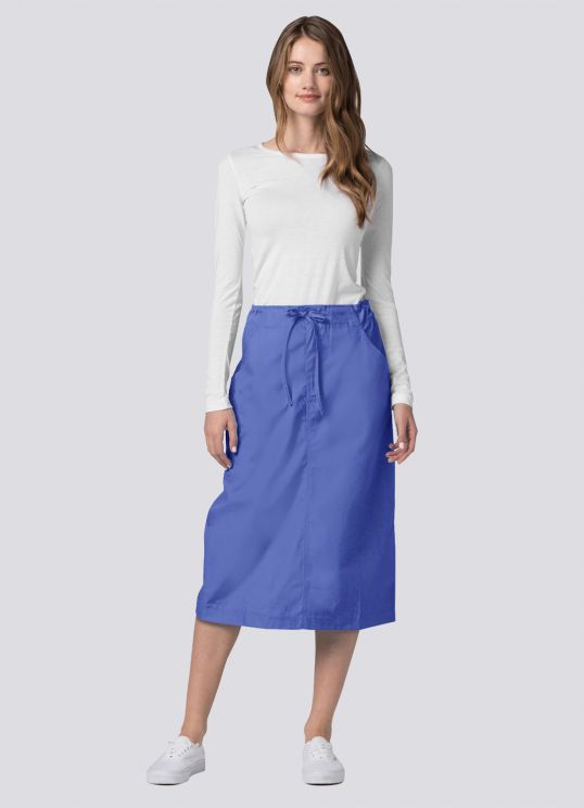 Mid-Calf Length Drawstring Skirt-Ceil Blue-Scrub Envy