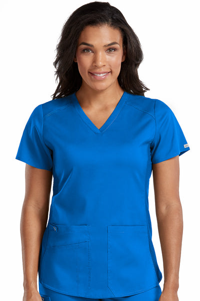 TOUCH-V-NECK-SHIRTTAIL-WOMENS-TOP-ROYAL-MED-COUTURE-SCRUB-ENVY