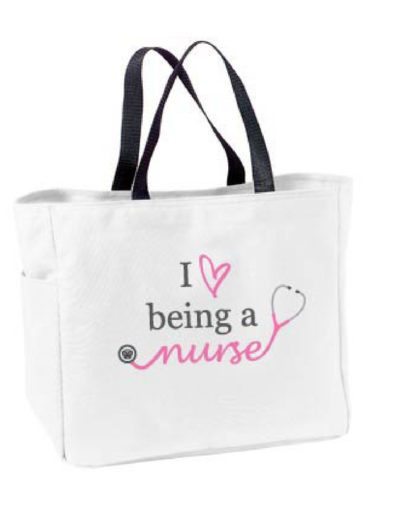Cutieful-Tote-Bag-I-Love-Being-A-Nurse-White-Scrub-Envy