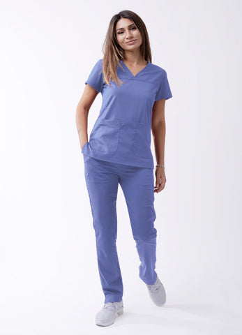 Sweetheart V-neck Scrub Top-Ceil Blue-Scrub Envy