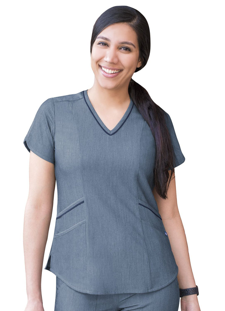 Adar Pro Heather Women s Modern V Neck Scrub Top Scrub Envy