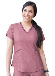 Adar-Pro-Heather-Women's-Modern-V-Meck-Scrub-Top-Heather-Wine-Scrub-Envy