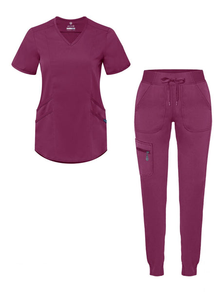 Adar-Pro-Women's-Modern-Athletic-Jogger-Set-Wine-Scrub-Envy